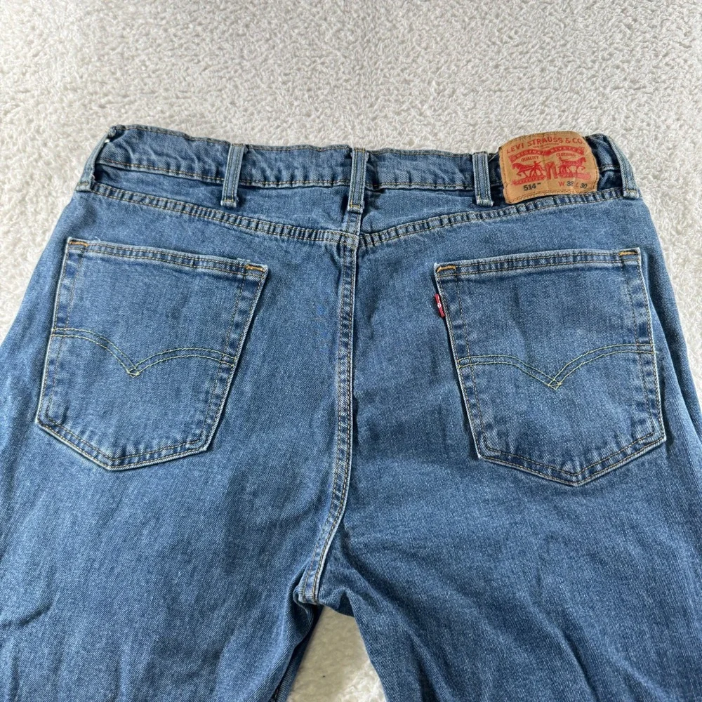 Levis 514 Jeans Mens 38x30 Blue Straight Fit Medium‎ Wash Denim Pants Stretch